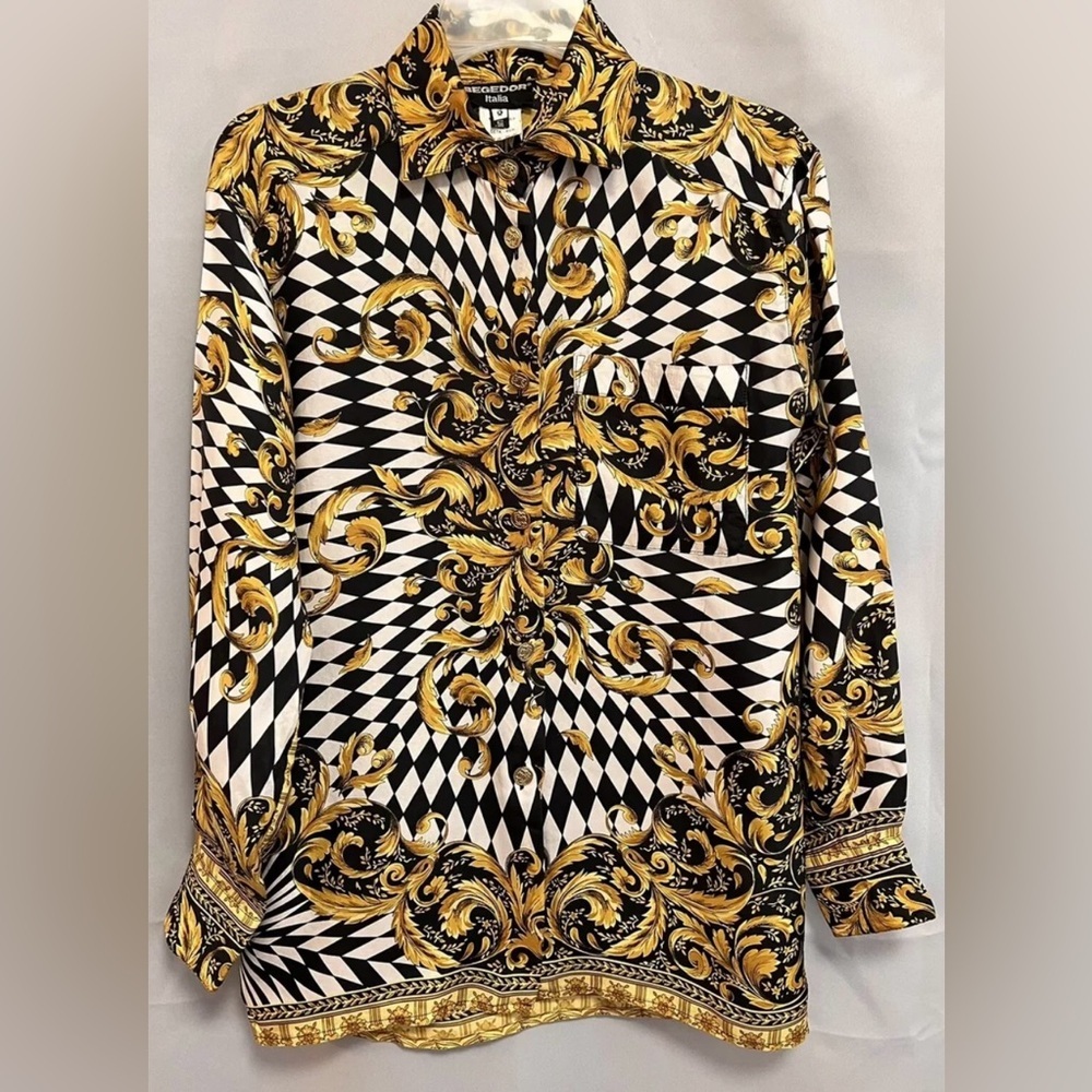 Begedor‎ Men’s Made In Italy 100% Silk Shirt Sz 6  Vintage